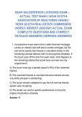 NSAR SALESPERSON LICENSING EXAM &ndash; ACTUAL TEST BANK &vert; NOVA SCOTIA ASSOCIATION OF REALTORS&reg; &lpar;NSAR&rpar; &sol; NOVA SCOTIA REAL ESTATE COMMISSION &lpar;NSREC&rpar; NEWEST 2026&sol;2027 ACTUAL EXAM COMPLETE QUESTIONS AND CORRECT DETAILED ANSWERS &lpar;VERIFIED ANSWERS&rpar;