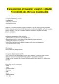 Fundamentals of Nursing&lowbar; Chapter 31 Health Assessment and Physical Examination