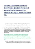Louisiana Landscape Horticulturist &NewLine;Exam Practice Questions And Correct &NewLine;Answers &lpar;Verified Answers&rpar; Plus &NewLine;Rationale 2027 Q&A&vert; Instant Download &NewLine;Pdf&period;