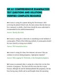 NR 327 COMPREHENSIVE EXAMINATION&NewLine;TEST QUESTIONS AND SOLUTIONS&NewLine;VERIFIED COMPLETE RESOURCE