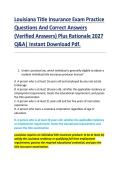 Louisiana Title Insurance Exam Practice &NewLine;Questions And Correct Answers &NewLine;&lpar;Verified Answers&rpar; Plus Rationale 2027 &NewLine;Q&A&vert; Instant Download Pdf