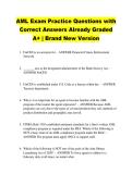 AML Exam Practice Questions with &NewLine;Correct Answers Already Graded &NewLine;A&plus; &vert; Brand New Version