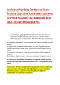 Louisiana Plumbing Contractor Exam &NewLine;Practice Questions And Correct Answers &NewLine;&lpar;Verified Answers&rpar; Plus Rationale 2027 &NewLine;Q&A&vert; Instant Download Pdf