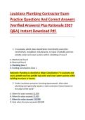 Louisiana Plumbing Contractor Exam &NewLine;Practice Questions And Correct Answers &NewLine;&lpar;Verified Answers&rpar; Plus Rationale 2027 &NewLine;Q&A&vert; Instant Download Pdf&period;