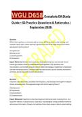 WGU D658 Complete OA Study Guide &plus; 52 Practice Questions & Rationales &vert; September 2026&period;