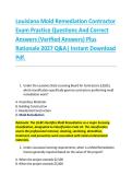 Louisiana Mold Remediation Contractor &NewLine;Exam Practice Questions And Correct &NewLine;Answers &lpar;Verified Answers&rpar; Plus &NewLine;Rationale 2027 Q&A&vert; Instant Download &NewLine;Pdf