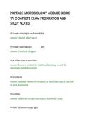 PORTAGE MICROBIOLOGY MODULE 3 BIOD&NewLine;171 COMPLETE EXAM PREPARATION AND&NewLine;STUDY NOTES