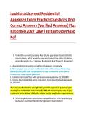 Louisiana Licensed Residential &NewLine;Appraiser Exam Practice Questions And &NewLine;Correct Answers &lpar;Verified Answers&rpar; Plus &NewLine;Rationale 2027 Q&A&vert; Instant Download &NewLine;Pdf&period; 