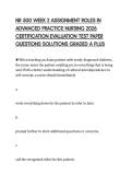 NR 500 WEEK 2 ASSIGNMENT ROLES IN&NewLine;ADVANCED PRACTICE NURSING 2026&NewLine;CERTIFICATION EVALUATION TEST PAPER&NewLine;QUESTIONS SOLUTIONS GRADED A PLUS