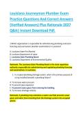 Louisiana Journeyman Plumber Exam &NewLine;Practice Questions And Correct Answers &NewLine;&lpar;Verified Answers&rpar; Plus Rationale 2027 &NewLine;Q&A&vert; Instant Download Pdf