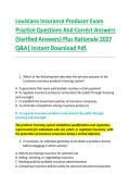 Louisiana Insurance Producer Exam &NewLine;Practice Questions And Correct Answers &NewLine;&lpar;Verified Answers&rpar; Plus Rationale 2027 &NewLine;Q&A&vert; Instant Download Pdf