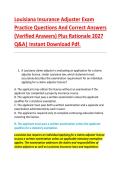 Louisiana Insurance Adjuster Exam &NewLine;Practice Questions And Correct Answers &NewLine;&lpar;Verified Answers&rpar; Plus Rationale 2027 &NewLine;Q&A&vert; Instant Download Pdf