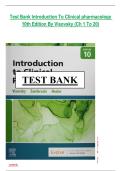 Test Bank Introduction To Clinical pharmacology 10th Edition By Visovsky &lpar;Ch 1 To 20&rpar;
