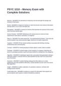 PSYC 1010 &ndash; Memory Exam with Complete Solutions