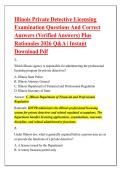 Illinois Private Detective Licensing &NewLine;Examination Questions And Correct &NewLine;Answers &lpar;Verified Answers&rpar; Plus &NewLine;Rationales 2026 Q&A &vert; Instant &NewLine;Download Pdf 