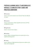 PORTAGE LEARNING BIOD 171 MICROBIOLOGY&NewLine;MODULE 3 COMPLETE STUDY GUIDE AND&NewLine;PRACTICE QUESTIONS