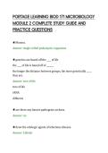 PORTAGE LEARNING BIOD 171 MICROBIOLOGY&NewLine;MODULE 2 COMPLETE STUDY GUIDE AND&NewLine;PRACTICE QUESTIO