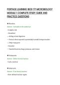 PORTAGE LEARNING BIOD 171 MICROBIOLOGY&NewLine;MODULE 1 COMPLETE STUDY GUIDE AND&NewLine;PRACTICE QUESTIONS
