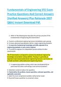 Fundamentals of Engineering &lpar;FE&rpar; Exam &NewLine;Practice Questions And Correct Answers &NewLine;&lpar;Verified Answers&rpar; Plus Rationale 2027 &NewLine;Q&A&vert; Instant Download Pdf