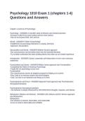 Psychology 1010 Exam 1 &lpar;chapters 1-4&rpar; Questions and Answers