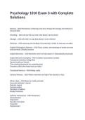 Psychology 1010 Exam 3 with Complete Solutions