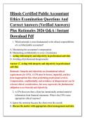 Illinois Certified Public Accountant &NewLine;Ethics Examination Questions And &NewLine;Correct Answers &lpar;Verified Answers&rpar; &NewLine;Plus Rationales 2026 Q&A &vert; Instant &NewLine;Download Pdf 