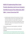NCEES FE Engineering Ethics Exam &NewLine;Practice Questions And Correct Answers &NewLine;&lpar;Verified Answers&rpar; Plus Rationales 2027 &NewLine;Q&A &vert; Instant Download Pdf 