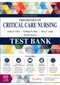 Test Bank for Priorities in Critical Care Nursing&comma; 9th Edition &lpar;Urden&comma; Stacy & Lough&comma; 2023&rpar; &vert; All Chapters 1&ndash;27 Covered&NewLine;