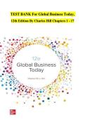 Test Bank for Global Business Today 12th Edition by Charles Hill &lpar;Chapters 1-17&rpar;  