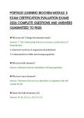 PORTAGE LEARNING BIOCHEM MODULE 5&NewLine;EXAM CERTIFICATION EVALUATION EXAMS&NewLine;2026 COMPLETE QUESTIONS AND ANSWERS&NewLine;GUARANTEED TO PASS