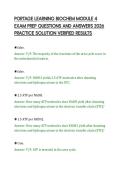 PORTAGE LEARNING BIOCHEM MODULE 4&NewLine;EXAM PREP QUESTIONS AND ANSWERS 2026&NewLine;PRACTICE SOLUTION VERIFIED RESULTS