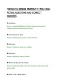 PORTAGE LEARNING ANATOMY 1 FINAL EXAM&NewLine;ACTUAL QUESTIONS AND CORRECT&NewLine;ANSWERS