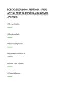 PORTAGE LEARNING ANATOMY 1 FINAL&NewLine;ACTUAL TEST QUESTIONS AND SOLVED&NewLine;ANSWERS
