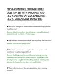 POPULATION-BASED NURSING EXAM 2&NewLine;QUESTION SET WITH RATIONALES AND&NewLine;HEALTHCARE POLICY AND POPULATION&NewLine;HEALTH MANAGEMENT REVIEW 2026