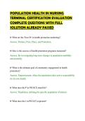 POPULATION HEALTH IN NURSING&NewLine;TERMINAL CERTIFICATION EVALUATION&NewLine;COMPLETE QUESTIONS WITH FULL&NewLine;SOLUTION ALREADY PASSED&NewLine;