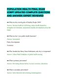 POPULATION HEALTH FINAL EXAM&NewLine;SCRIPT UPDATED COMPLETE QUESTIONS&NewLine;AND ANSWERS EXPERT REVIEWED