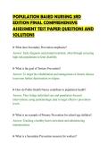 POPULATION BASED NURSING 3RD&NewLine;EDITION FINAL COMPREHENSIVE&NewLine;ASSESSMENT TEST PAPER QUESTIONS AND&NewLine;SOLUTIONS