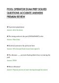 POOL OPERATOR EXAM PREP SOLVED&NewLine;QUESTIONS ACCURATE ANSWERS&NewLine;PREMIUM REVIEW