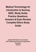 Medical Terminology for Introduction to Nursing 2026 &vert; Study Guide&comma; Practice Questions&comma; Answers & Exam Review