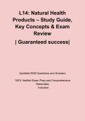 L14&colon; Natural Health Products &ndash; Study Guide&comma; Key Concepts & Exam Review