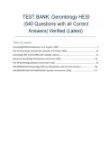 TEST BANK FOR Gerontology HESI 540 Questions with all Correct Answers&vert; Verified &lpar;Latest&rpar;
