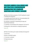 POLICING AMERICA CHALLENGES AND&NewLine;BEST PRACTICES COMPREHENSIVE&NewLine;EXAMINATION TEST COMPLETE&NewLine;QUESTIONS AND CORRECT ANSWERS
