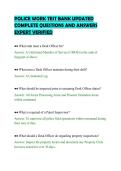 POLICE WORK TEST BANK UPDATED&NewLine;COMPLETE QUESTIONS AND ANSWERS&NewLine;EXPERT VERIFIED