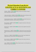 Physical Education Exam Review &NewLine;UPDATED ACTUAL QUESTIONS AND &NewLine;CORRECT ANSWERS