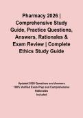 Pharmacy 2026 &vert; Comprehensive Study Guide&comma; Practice Questions&comma; Answers&comma; Rationales & Exam Review