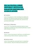 POLI 330 POLITICAL SCIENCE&NewLine;PROFICIENCY CERTIFICATION&NewLine;EVALUATION QUESTIONS WITH&NewLine;ACCURATE ANSWERS