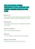 POLI 330 POLITICAL SCIENCE&NewLine;PROFICIENCY ACTUAL QUESTIONS AND&NewLine;CORRECT ANSWERS COMPLETE STUDY&NewLine;GUIDE