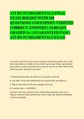 ATI RN FUNDAMENTALS FINAL &NewLine;EXAM 2026&sol;2027 WITH 100 &NewLine;QUESTIONS AND EXPERT-VERIFIED &NewLine;CORRECT ANSWERS &vert; ALREADY &NewLine;GRADED A&plus; &vert; GUARANTEED PASS &vert; &NewLine;ATI RN FUNDAMENTALS EXAM 