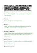 POLI 105 SALADINO FINAL REVIEW&NewLine;2026 GOVERNMENT TEST PAPER&NewLine;QUESTIONS ANSWERS GRADED A&plus;&NewLine;