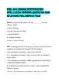 POLI 2051 HOGAN CERTIFICATION&NewLine;EVALUATION VERIFIED QUESTIONS AND&NewLine;SOLUTIONS FULL REVIEW PACK&NewLine;